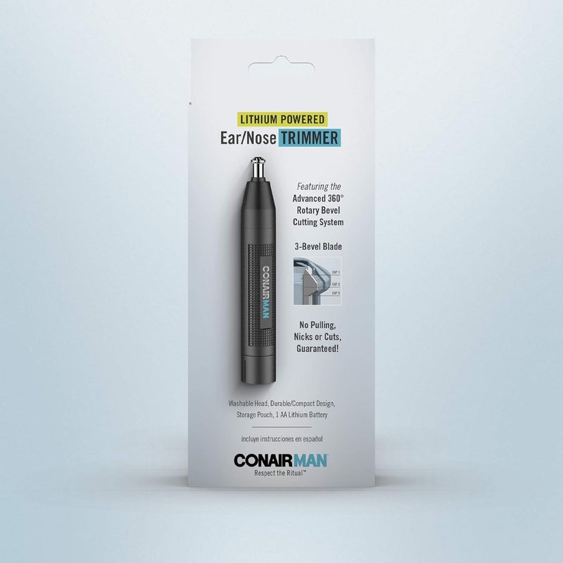 ConairMan Nose Hair Trimmer for Men, For Nose, Ear, and Eyebrows, Patent 360 Bevel Blade for No Pull, No Snag Trimming Experience, Cordless Lithium-Powered Trimmer with Drawstring Bag - Image 5